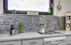 Glass mosaic rods mosaic tiles stainless steel white cream silver MOS86-0106