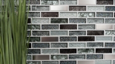 Glass mosaic rods mosaic tiles stainless steel glitter silver gray anthracite black MOS87-IL017