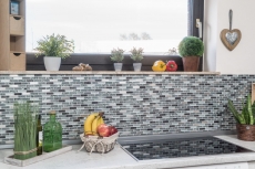 Glass mosaic rods mosaic tiles stainless steel glitter silver gray anthracite black MOS87-IL017
