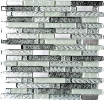 Hand sample mosaic tile Tile mirror translucent stainless steel clear silver gray composite glass mosaic Crystal steel clear silver gray MOS87-MV698_m