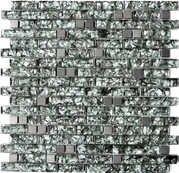 Hand sample mosaic tile Tile mirror translucent stainless steel green-grey composite glass mosaic Crystal steel stone green-grey MOS87-MV728_m