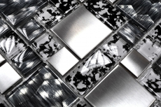 Mosaic tile Translucent stainless steel black silver combination glass mosaic Crystal steel black structure MOS88-0203_f | 10 mosaic mats