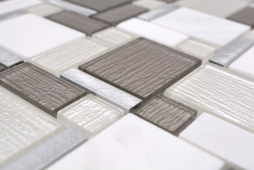 Natural stone glass mosaic mosaic tiles aluminum white anthracite cream beige tile mirror wall bathroom - MOS49-FK01