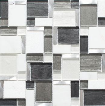 Natural stone glass mosaic mosaic tiles aluminum white anthracite gray mud tile backsplash wall bathroom - MOS49-FK02