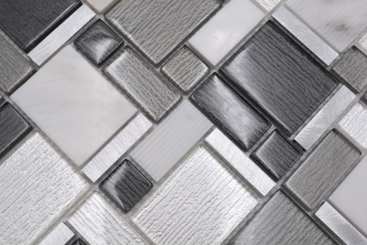 Natural stone glass mosaic mosaic tiles aluminum white anthracite gray mud tile backsplash wall bathroom - MOS49-FK02