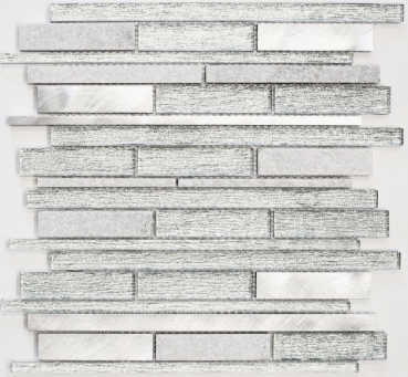 Hand sample mosaic tile Tile mirror translucent aluminum white silver black composite glass mosaic Crystal stone aluminum white silver MOS49-GV64_m