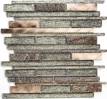Hand sample mosaic tile tile mirror translucent aluminum beige copper composite glass mosaic Crystal stone aluminum beige copper MOS49-GV74_m
