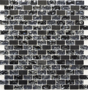 Mosaic rods composite natural stone mosaic tile black anthracite brick glass mosaic quarry glass marble kitchen splashback bathroom - MOS87-b1128
