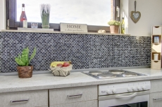 Mosaic rods composite natural stone mosaic tile black anthracite brick glass mosaic quarry glass marble kitchen splashback bathroom - MOS87-b1128