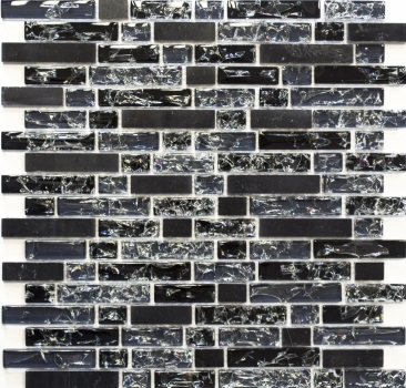 Hand-painted mosaic tile Tile backsplash Translucent black composite glass mosaic Crystal stone black MOS87-v1328_m
