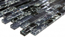 Hand-painted mosaic tile Tile backsplash Translucent black composite glass mosaic Crystal stone black MOS87-v1328_m
