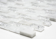 Hand sample mosaic tile Tile mirror translucent white Brick Glass mosaic Crystal stone white MOS87-0111_m