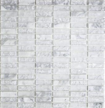 Rectangular mosaic tiles glass mosaic white broken mosaic marble natural stone kitchen splashback tile back - MOS87-s1211