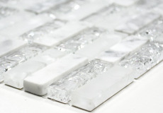 Rectangular mosaic tiles glass mosaic white broken mosaic marble natural stone kitchen splashback tile back - MOS87-s1211