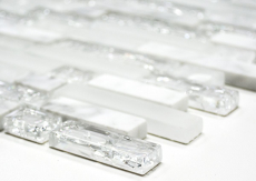 Hand-painted mosaic tile Tile backsplash Translucent white Composite glass mosaic Crystal stone white MOS87-V1311_m