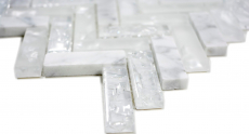 Mosaic tile Translucent white herringbone glass mosaic Crystal stone white MOS87HB-0111_f