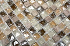 Glass mosaic natural stone mosaic tile light beige quarry glass marble light brown beige cream tile backsplash bathroom - MOS92-1053