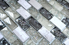 Hand-painted mosaic tile Tile backsplash Translucent gray-green Brick Glass mosaic Crystal stone gray-green MOS87-B1152_m