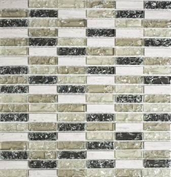 Hand-painted mosaic tile Translucent gray-green rods Glass mosaic Crystal stone gray-green MOS87-S1252_m