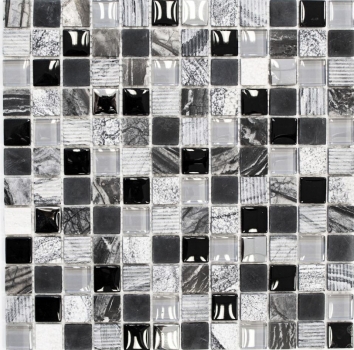 Hand-painted mosaic tile Tile backsplash Translucent gray black Glass mosaic Crystal stone EP gray black silver MOS83-HQ24_m