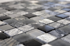Hand-painted mosaic tile Tile backsplash Translucent gray black Glass mosaic Crystal stone EP gray black silver MOS83-HQ24_m