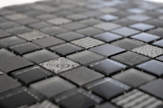 Hand-painted mosaic tile Tile backsplash Translucent dark gray black Glass mosaic Crystal stone Relief dark gray black MOS83-HQ29_m