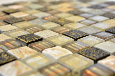 Hand-painted mosaic tile Tile backsplash Translucent gold brown Glass mosaic Crystal stone gold brown texture MOS83-CR17_m
