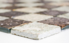 Hand-patterned mosaic tile Tile backsplash Translucent gray Glass mosaic Crystal stone design Quartzite gray MOS88-CR73_m