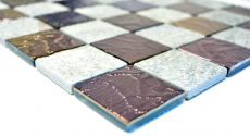 Hand-patterned mosaic tile Tile backsplash Translucent gray Glass mosaic Crystal stone design Quartzite gray MOS88-CR73_m