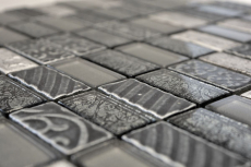 Rectangular mosaic tiles glass mosaic stone retro silver anthracite structure wall cladding kitchen tile WC - MOS83-CRS2