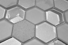Natural stone glass mosaic mosaic tiles hexagonal white antique white cream white mother-of-pearl tile backsplash wall cladding bathroom - MOS11D-HXN11