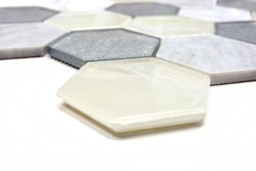 Mosaic tile Translucent gray silver Hexagon glass mosaic Crystal stone gray silver MOS11E-88_f