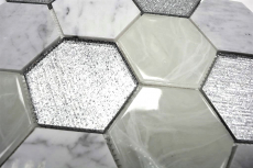 Mosaic tile Translucent gray silver Hexagon glass mosaic Crystal stone gray silver MOS11E-88_f