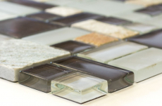 Hand-painted mosaic tile tile backsplash translucent gray brown combination glass mosaic Crystal stone gray brown MOS88-0206_m