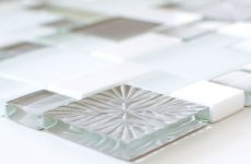 Hand-painted mosaic tile tile backsplash translucent white gray combination glass mosaic Crystal stone white gray white matt MOS88-MC659_m