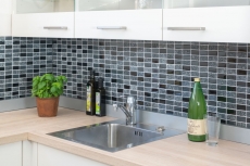 Rectangular mosaic tiles glass mosaic stone gray black anthracite tile backsplash kitchen backsplash bathroom - MOS87-1303