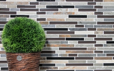 Hand-painted mosaic tile Tile backsplash Translucent beige brown gray black composite glass mosaic Crystal stone MOS86-0206_m