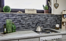 Glass mosaic natural stone rods mosaic tiles gray black dark gray anthracite wall cladding kitchen bathroom - MOS86-0208