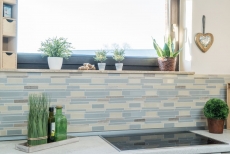 Glass mosaic natural stone mosaic tiles composite rods beige gray anthracite light brown tile backsplash wall kitchen - MOS67-GV24