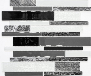 Hand-painted mosaic tile Tile backsplash Translucent gray black Composite glass mosaic Crystal stone clear gray black MOS67-GV34_m