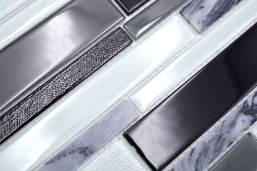 Glass mosaic natural stone mosaic tiles composite rods marble white gray anthracite black wall kitchen bathroom toilet - MOS67-GV34