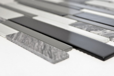 Hand-painted mosaic tile Tile backsplash Translucent gray black Composite glass mosaic Crystal stone clear gray black MOS67-GV34_m