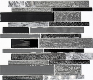 Glass mosaic natural stone mosaic tile composite marble gray anthracite black wall tile bathroom kitchen toilet - MOS67-GV44