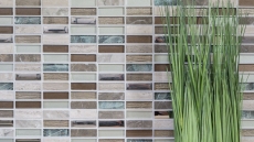 Rectangular mosaic tiles glass mosaic rods light brown silver gray natural stone marble tile backsplash kitchen wall - MOS87-SM68