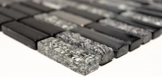 Rectangular mosaic tiles glass mosaic rods silver gray black anthracite natural stone kitchen splashback bathroom WC - MOS87-SM88