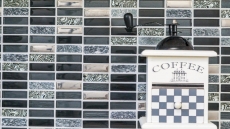 Rectangular mosaic tiles glass mosaic rods silver gray black anthracite natural stone kitchen splashback bathroom WC - MOS87-SM88