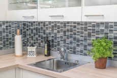 Rectangular mosaic tiles glass mosaic rods silver gray black anthracite natural stone kitchen splashback bathroom WC - MOS87-SM88