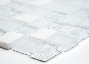 Hand pattern mosaic tile translucent white rectangle glass mosaic Crystal stone white MOS82-0111_m