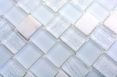 Hand pattern mosaic tile translucent white rectangle glass mosaic Crystal stone white MOS82-0111_m