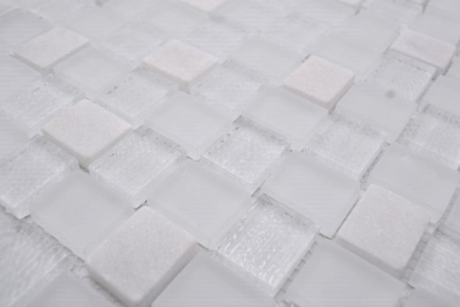 Natural stone rustic mosaic tile glass mosaic marble frosted glass white clear frosted tile backsplash wall bathroom kitchen WC - MOS82-0111